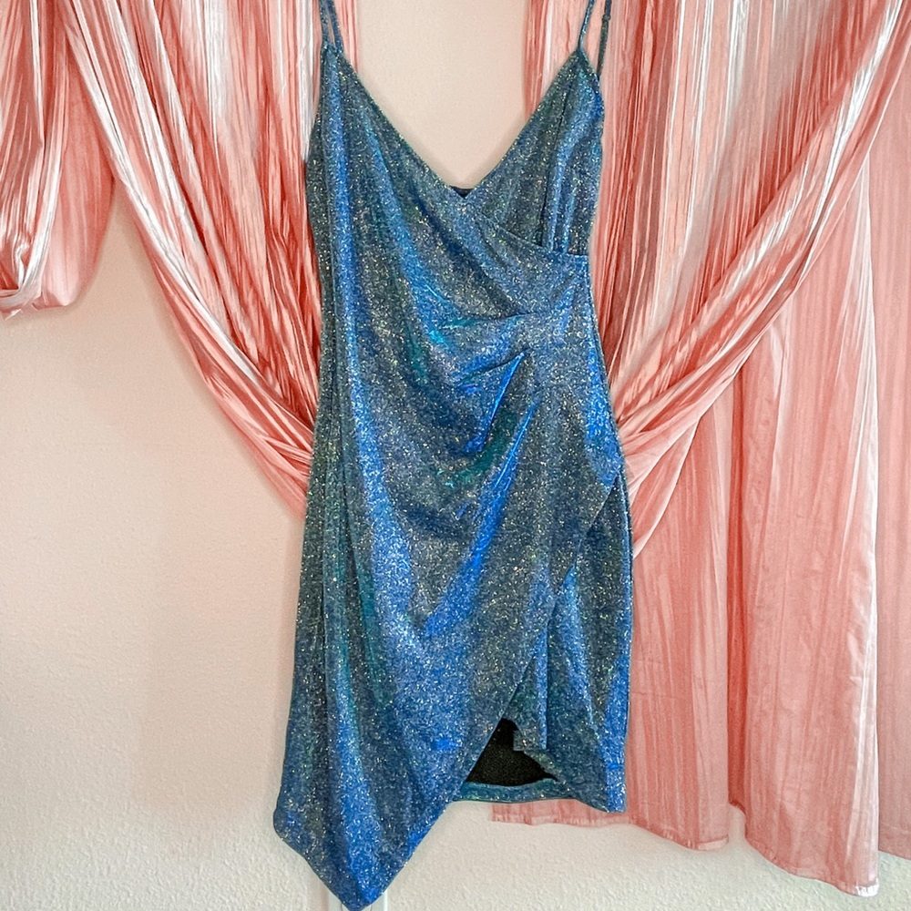 Charlotte Russe Blue Sparkle Asymmetrical dress